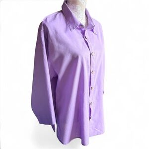 Linen Cotton Lavender Button-Down Shirt - Women's Relaxed Fit